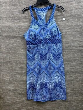 Outdoor Lifestyle Tank Dress Womens XL Blue Paisley Halter Sundress Stretch